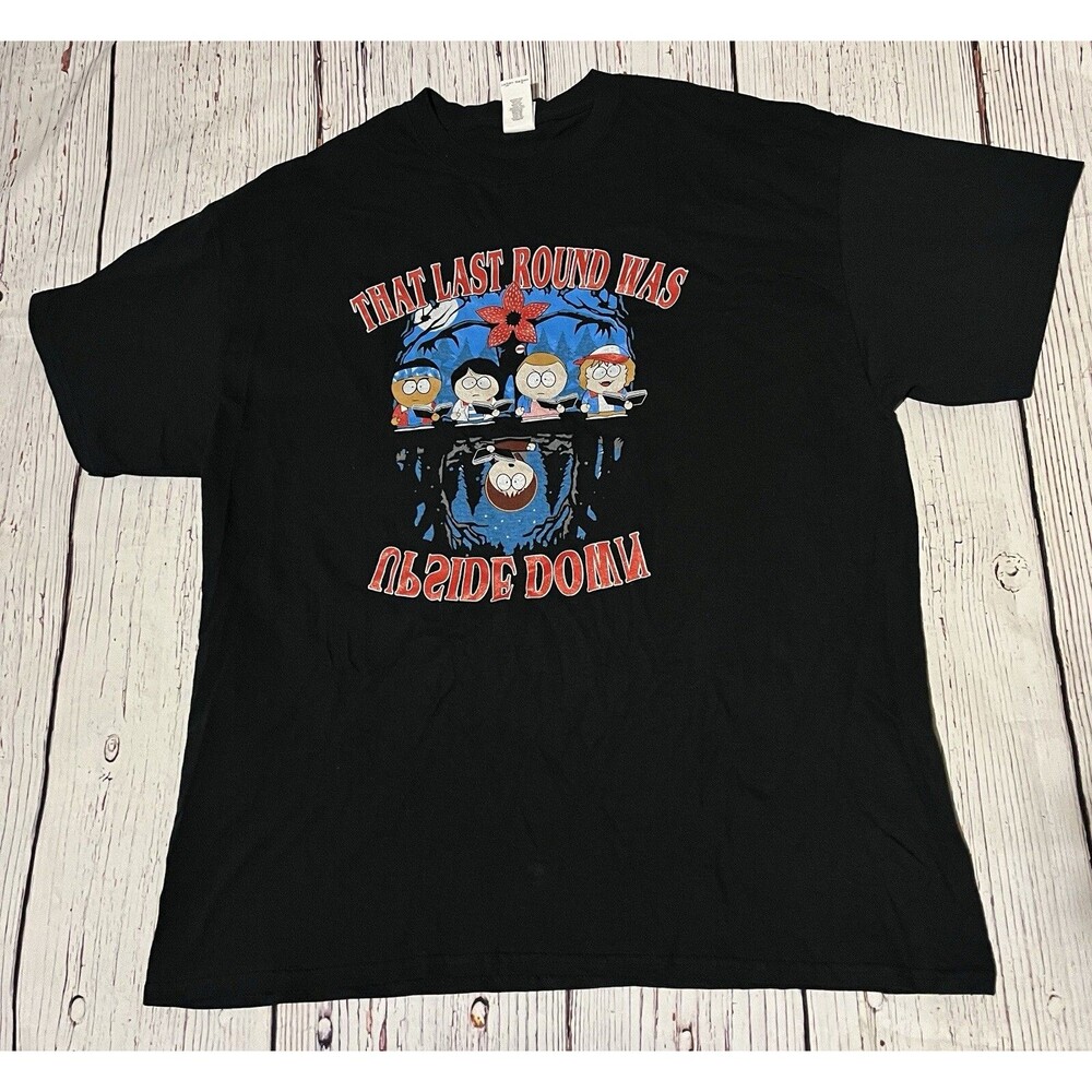 Stranger Things South Park That Last Round Was Upside Down T Shirt Black XL D&D